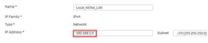 Konfiguration des lokalen, mit NAT übersetzten LAN-IP-Hosts XG Eins