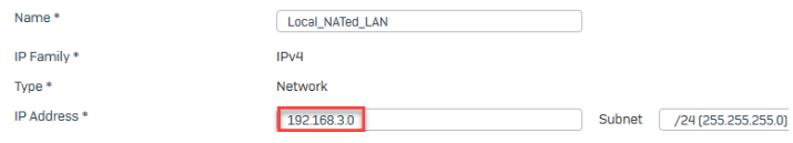 Konfiguration des lokalen, mit NAT übersetzten LAN-IP-Hosts XG Zwei