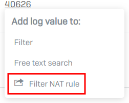 Option NAT-Regel filtern