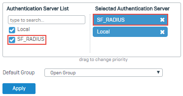Primäre Authentifizierungsmethode RADIUS-Server